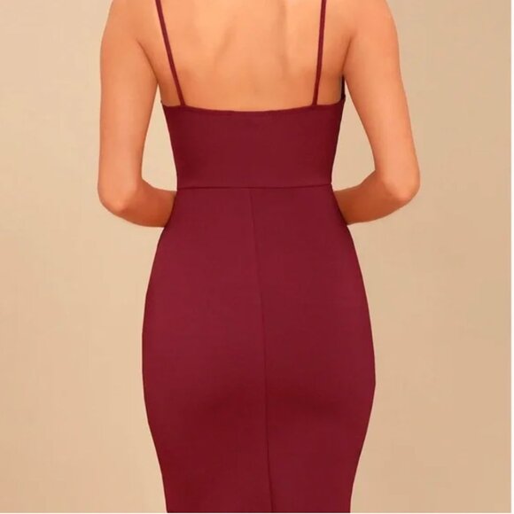 Lulu’s Forever Your Girl Maroon Wine  Bodycon Dress - Picture 2 of 11